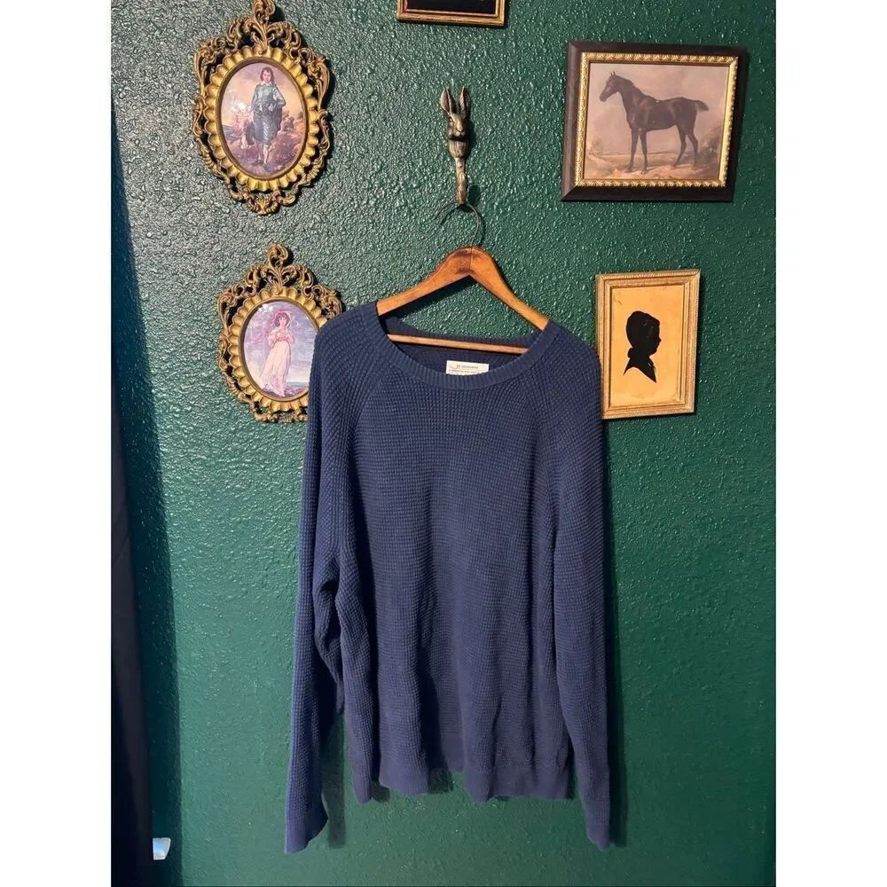 REI COOP MENS BLUE COTTON CABLE KNIT SWEATER SZ XL